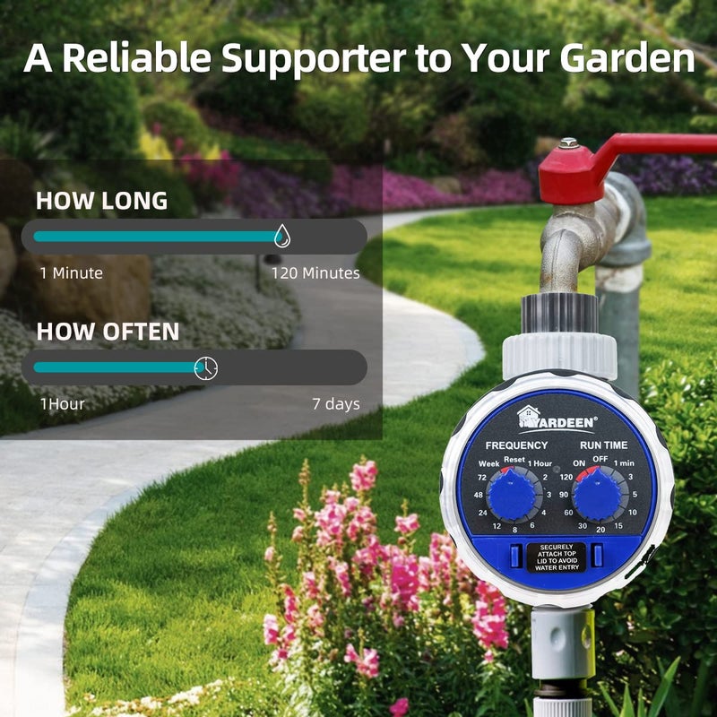 Yardeen Water Timer Electronic Hose Sprinkler Garden Irrigation Controller Two Dial,No Water Pressure Required - Image 2